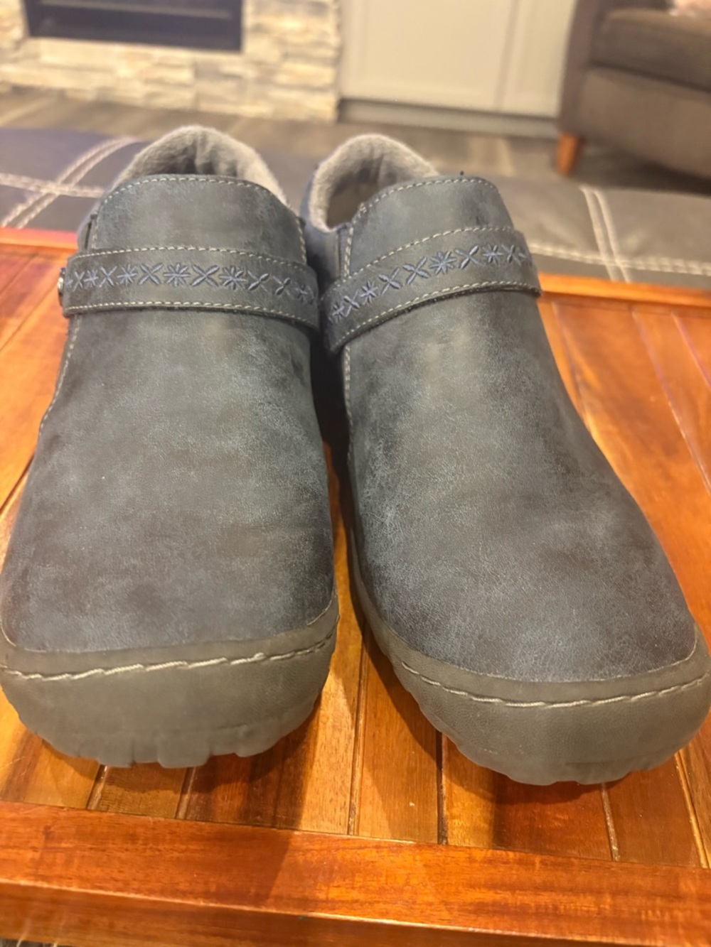 Jambu Moccasin Shoes 11 Blue Blakely Encore Adjustable Memory Foam Plush Lined